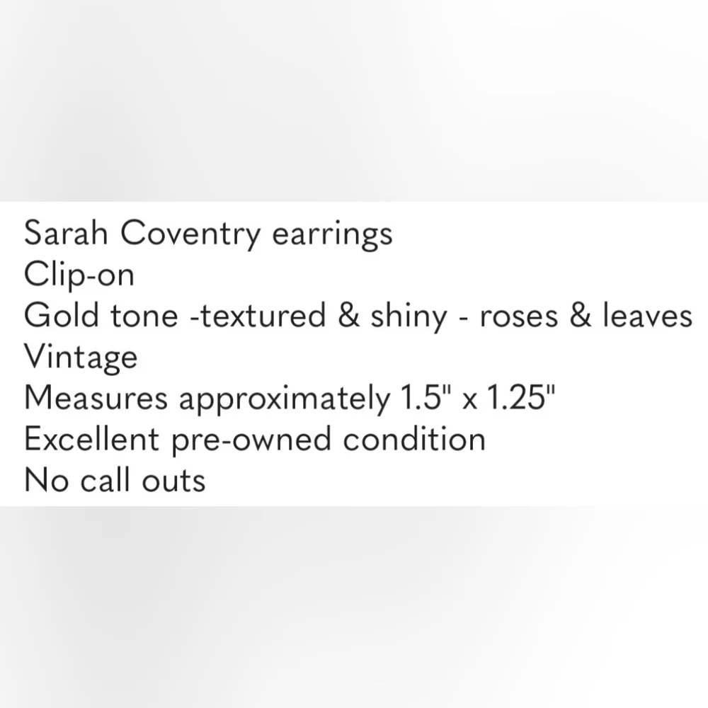 Sarah Coventry Clip-on Earrings Textured & Shiny Gold Tone Roses 1.5" X 1.25" 🌼 - Picture 4 of 4